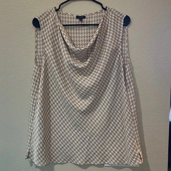 Talbots Beige Houndstooth Sleeveless Blouse - Picture 1 of 5
